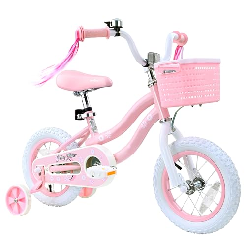 Image of Girls Bike for Kids Ages 2-5 Years, 12 14 16 18 Inch Kids Bike with Training Wheels, Basket & Streamers, Pink Little Girls Bicycle with Coaster Brake, Birthday Gift