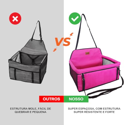 Cadeira Assento Para 1 Pet Cães Gatos Carro Seguro Até 30kg - Rosa