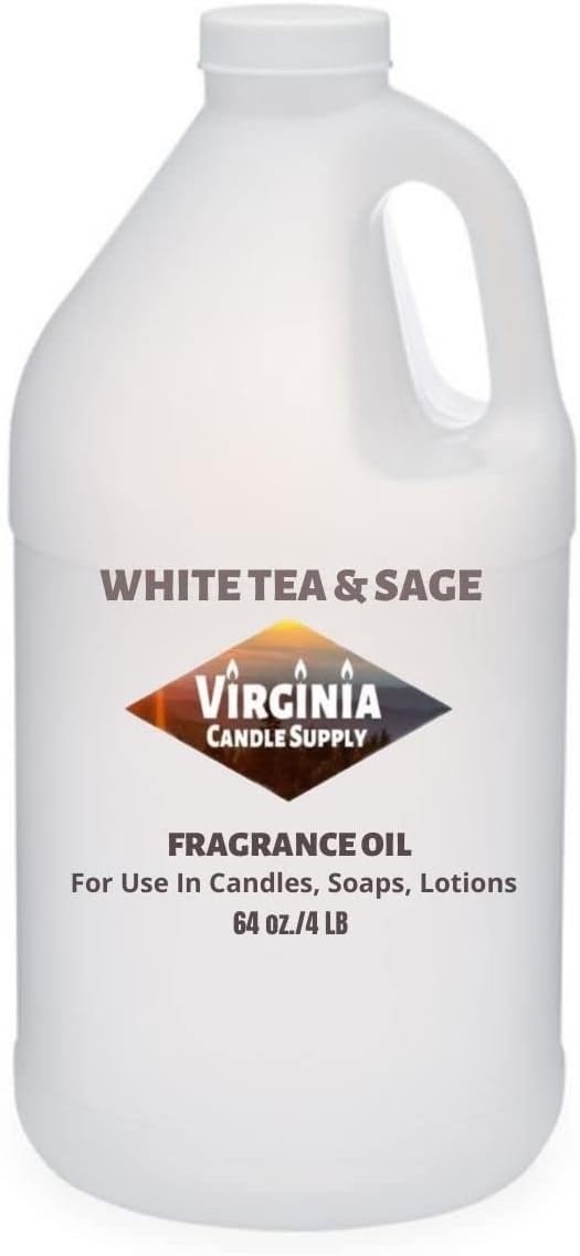 White Tea & Sage Fragrance Oil (Our Version of The Brand Name) (64 oz Jug) for Candle Making, Soap Making, Tart Making, Room Sprays, Lotions, Car Fresheners, Slime, Bath Bombs, Warmers……