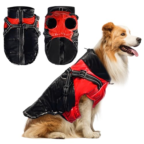 Darryy Hundejacke Winterweste Jacken Hundemantel Hundepullover Haustier Skifahren Kostüm Ärmellose Baumwolle Gepolsterte Weste Mit Brustgurt Gurt (XXL)