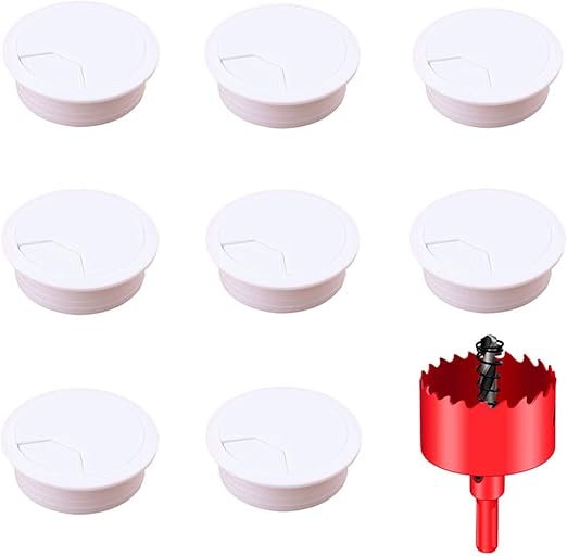 DuDuZui 8PCS Desk Grommet, White Desk Cable Grommet 80mm Desk Cable