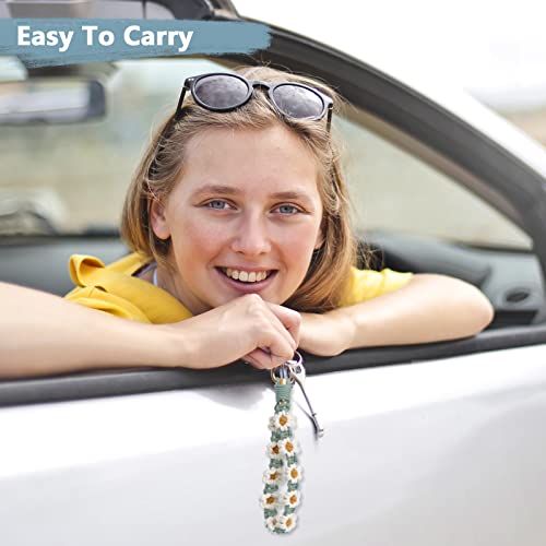 Elephtree Boho Macrame Keychain Wristlet Keychain Weave Exquisite Keyring Holder Bracelet Handmade Wrist Lanyard Flower Pattern For Women #TOP4