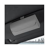 Augeny Sunglasses Holder for Car Sun Visor, Leather Auto Eyeglasses Storage Case with Hidden Magnetic Closure, Protective Glasses Organizer Box, Vehicle Visor Accessories for Woman Man (Gray)