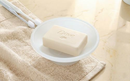 Image of Premium Frosted Glass Soap Dish for Bathroom and Kitchen | Round Countertop Soap Holder Case with Raised Interior Ridges for Shower Sink & Vanity Counter, Matte White Finish