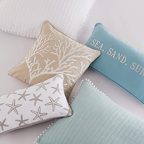 Quilt en coton blanc King de qualité supérieure à pompons - 8