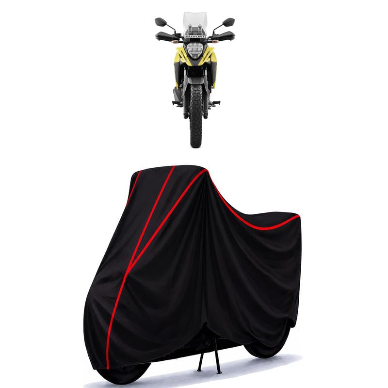 Image of Suzuki V-Strom SX STD Water Resistant Bike Cover for All Motorcycles & Rain | Heavy Duty Taffeta Fabric | UV Protection, Dustproof, Scratchproof | All Weather Two Wheeler Cover with Elastic Bottom
