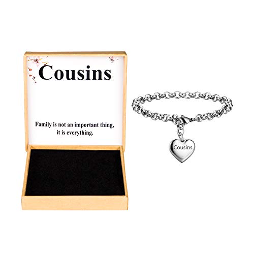 SANNYRA Cousins Bracelets Stainless Steel Heart Charm Bracelet Birthday Gifts for Her Him