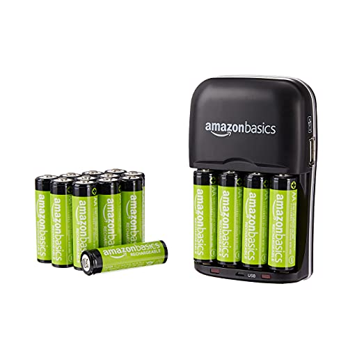 AmazonBasics AA Rechargeable Batteries (16-Pack) and Ni-MH AA & AAA Battery Charger With USB Port Set