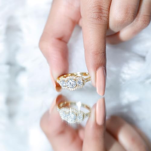 Certified Lab Grown Diamond 3 Stone Engagement Ring, Ef-Vs Quality, Past Present Future Diamond Ring - Gift For Women4