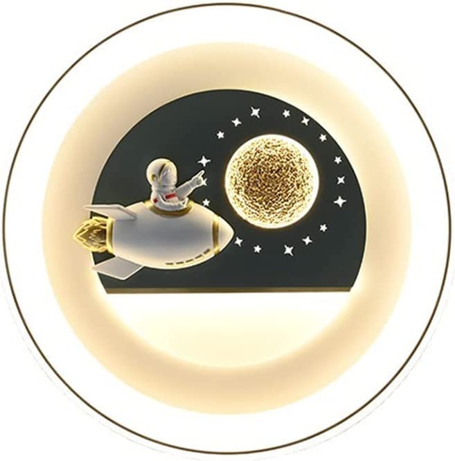 Plafonnier LED chambre enfant protection des yeux avec motif lune et fusée