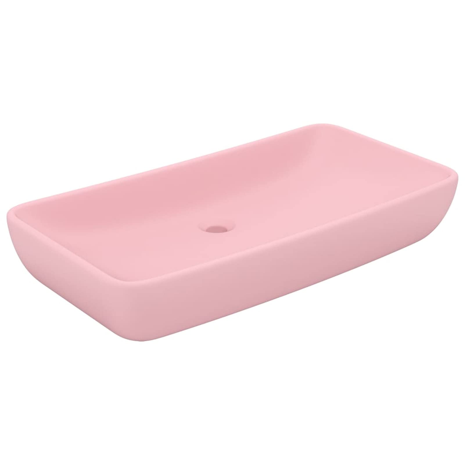 Homgoday Lavabo de lujo rectangular rosa mate 71 x 38 cm de cerámica, lavabo pequeño baño, tapón lavabo baño, lavabo, filtro lavabo baño, tapones de desagüe lavabo baño