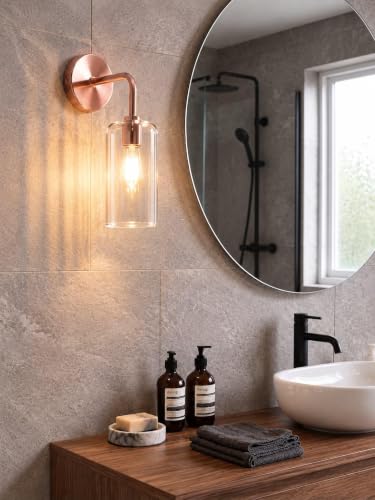 Image of Antique Single Rose Gold Wall Light with Crystal Acrylic Shade Hanging Modern Sconce Lamps for Bedroom Living Room Bathroom Bedside Vanity Office Home Hotel Cafe (Bulb NOT Include)