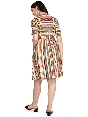 Image of DHRUVI TRENDZ Women's Slub Rayon Western Dresses Regular Fit | A-Line One Piece Dress for Women Long | Dress for Woman | Maxi Dresses for Women Stylish