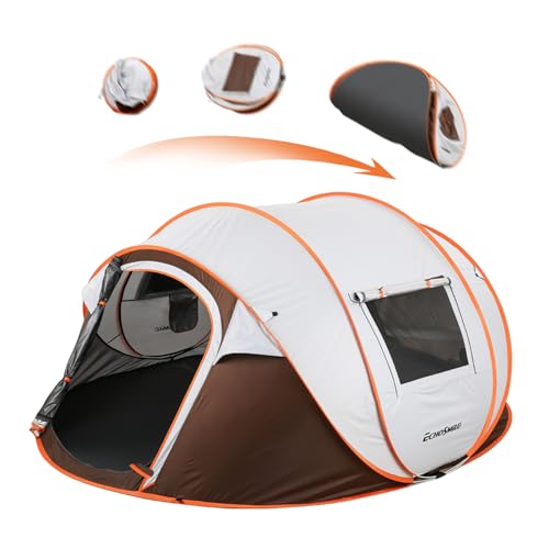 EchoSmile Camping Instant Tent, 4-6 Person Pop Up Tent, Waterproof Dome Tent, Windows and Doors on Both Sides, Easy Setup for Camping Hiking and Outdoor, Portable Tent with Carry Bag, for 3 Seasons