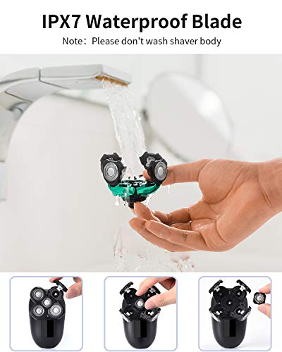 Electric Shaver for Men & Grooming Kit, OriHea 4 in 1 Electric Razor Cordless Waterproof Wet Dry Rotary Bald Head Shaver Nose Trimmer Hair Clippers Facial Cleansing Brush LED Display - Thumbnail 7
