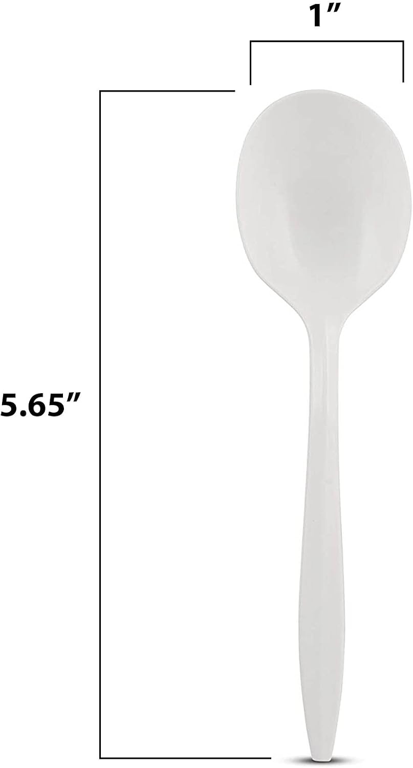 Medium Weight Individually Wrapped Single Plastic Soup Spoons Great for Take-Out or On-The-Go Option by MT Products (100 Pieces)