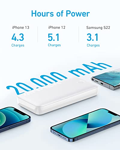 Anker 335 Power Bank (Powercore 20K), 20W Portable Charger With Usb-C Fast Charging, Works For Iphone 13/12 Series, Samsung, Ipad Pro, Airpods, Apple Watch, And More (White) #TOP1