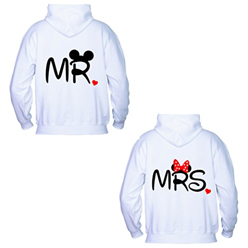 Love print Coppia di Felpe Mr & Mrs (Uomo XL Donna...