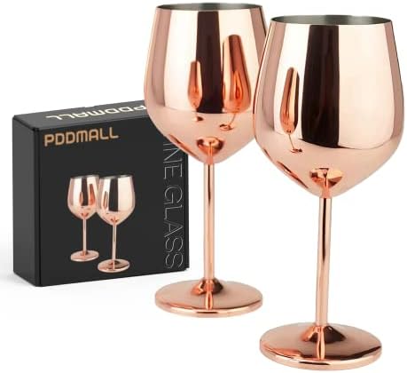 PDDMALL Stainless Steel Wine Glasses 18 Fl oz Metal Wineglass Bar Wine Glass Champagne Cocktail Drinking Cup Wine Glass Barware Party Supplies Set of 2