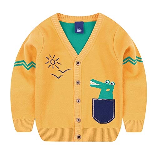 Toddler Boys Dinosaur Knit Cardigan Sweaters Jacket Crochet Pullover Sweatshirt Spring Autumn Tops Waistcoat 2-6T