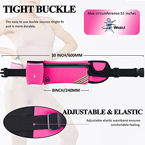Running Belt Bag with Water Bottle,Waterproof Fanny Pack for Women Men,Waist Bag Fit Hiking Cycling Walking Workout Jogging Runners Pouch Phone iPhone 16 15 14 13 12 11 Pro Max Xs 16e Xr X Plus Pink - Thumbnail 4