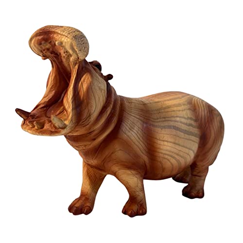 Hippopotame effrayant en résine effet bois | Ornements pour la maison | Accessoires de maison | Cadeau d'anniversaire d'amitié | Cadeau pour amoureux des animaux...