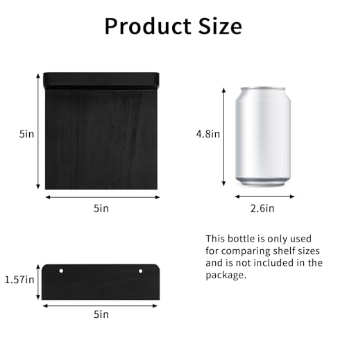 Image of Fixwal Small Floating Shelves for Wall Decor (5Inch, Wood, Black, Set of 4)