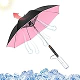 C-LARSS 3 in 1 Umbrella with Fan, Portable Misting Fan Umbrella With UV Protection, Mist Spray Umbrella for Summer Cooling, Golf, Walking, USB Rechargeable & Battery Powered (Pink Battery)