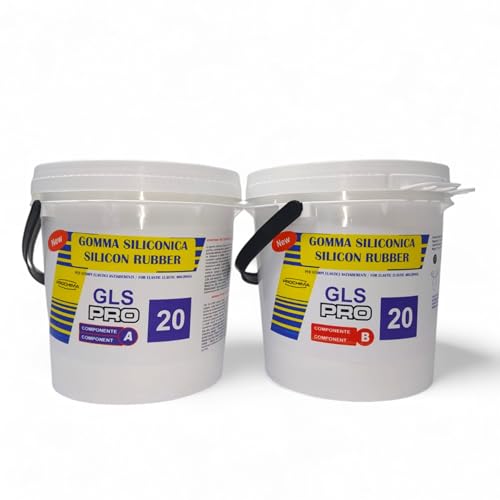 GOMMA SILICONICA DA COLATA Prochima GLS-20 PRO – Gomma Siliconica Liquida al Platino Bicomponente - Alta Precisione e Resistenza, Colabilità Medio-Bassa, Fedeltà Riproduzione dei Dettagli - 5 Kg
