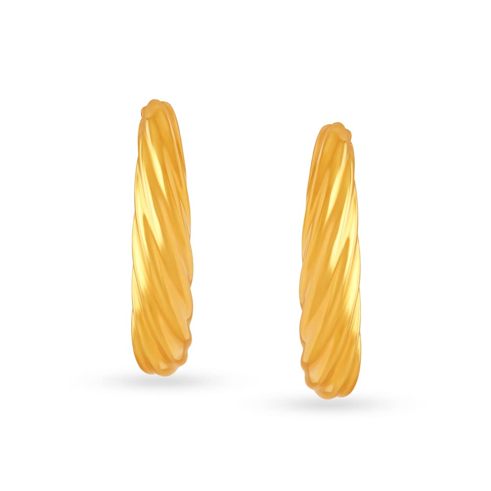 Mia by TanishqWomen's 22 Karat Yellow Gold Twisted Hoop Earrings