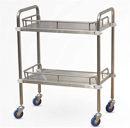 XCG Shelf trolleys - double stainless steel medical equipment Laboratory Equipment trolley carts mute beauty salon clinic number four (size: 45CM),66 cm