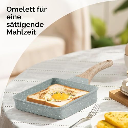Foto von RIOVARM Antihaft Tamagoyaki Omelette Pfanne, Induktion Eierpfanne mit Granit Beschichtung, Kleine Bratpfanne ohne PFOA, Eierpochierpfanne für das Frühstück, Pfannkuchen Pfanne, Camping Pfanne