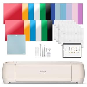 Cricut Explore 4 – Smart Cutting Machine (Seashell) | Engagement Bundle – Includes Smart Vinyl, Cardstock, Transfer Tape, Iron On HTV, Mat, Pens, Tool Kit, & 25 Images in Design Space App