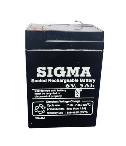 Image of Sigma 6Volt 5Ah Sealed Lead-Acid Rechargeable Battery Set Of 1