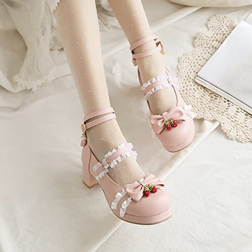 Girls Lolita Shoes Bow High Heels Mary Janes Shoes Dress Platform Strappy Kawaii Shoes Black Leather Pumps Shoes4