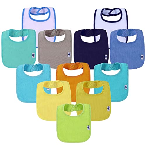 Image of SPINFOX Waterproof Baby Bibs for Girls, Boy, Unisex Drool Bib Cotton Solid Knit Infant Feeding Bibs