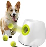 Automatic Dog Ball Launcher for Medium to Large Dogs, Interactive Tennis Ball Thrower, USB Rechargeable Ball Thrower, with 10-30Ft, for Energetic Dogs (3 Tennis Balls)