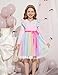 Arshiner Girls Birthday Dress Toddler Rainbow White Long Sleeve Tulle Tutu Birthday Party Casual Outfit