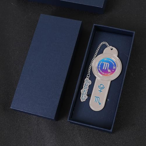 12 Zodiac Sign Personalized Metal Bookmarks with Gift Box, Bookmarks for Adults, Gifts for Book Lovers Women & Men, Christmas Birthday Gifts for Readers, Teachers, Graduates (Scorpio)