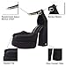 VIMISAOI Chunky Block Heels for Women Fashion Square Toe Ankle Strap Buckle Rhinestones Wedge Silk Satin High Platform Heels Dress Pumps Shoes Black