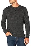 Threads 4 Thought, Men’s Henley Long Sleeve Shirts, Slim Fit -Large, Heather Black - Premium Collarless Triblend T-Shirt, Comfortable Fashion Wear, Stylish Vintage Henley Tee