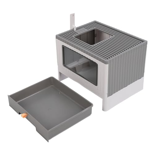 Arenero cerrado plegable para gatos grandes color gris miniatura 1