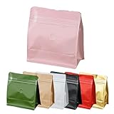 Roppolo 50 Pcs 0.5lb pink Sqaure Coffee Bean Bags with Valve, Easy Tear Open & Repeating Sealed Zipper, Heat-Seal Stand Up & Flat Bottom Coffee Bag, 8oz Capacity 7.6.1x6.5 Inch