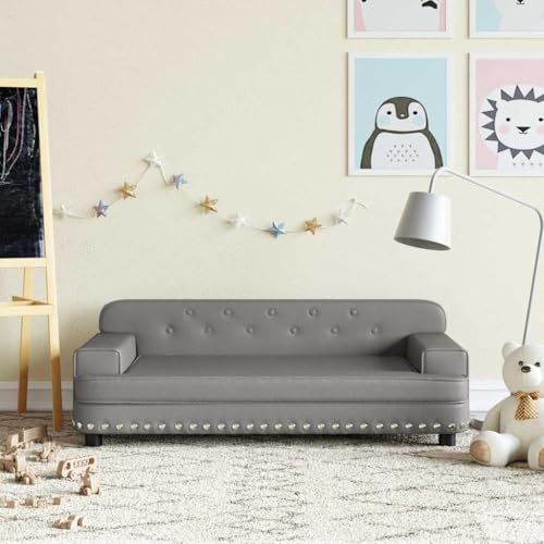 Genérico Sofá para niños de Cuero sintético Gris 90x53x30 cm,Mobiliario para bebés y niños pequeños-3196290