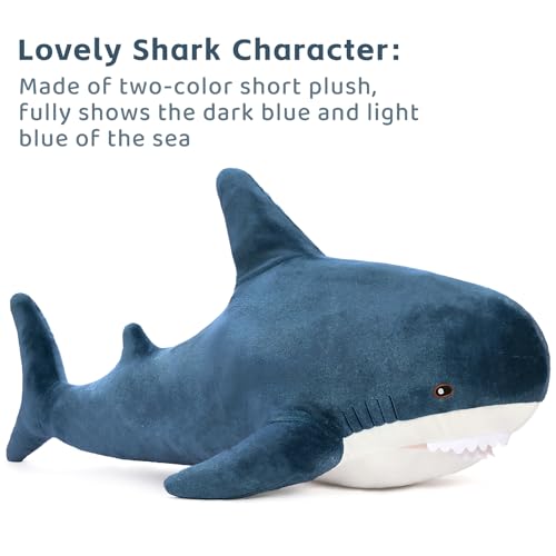 Image of MorisMos Giant Shark Stuffed Animal Plush, Large Stuffed Shark Toy, Soft Shark Pillow for Kids Boys Girls Birthday Christmas, 51inch, Blue