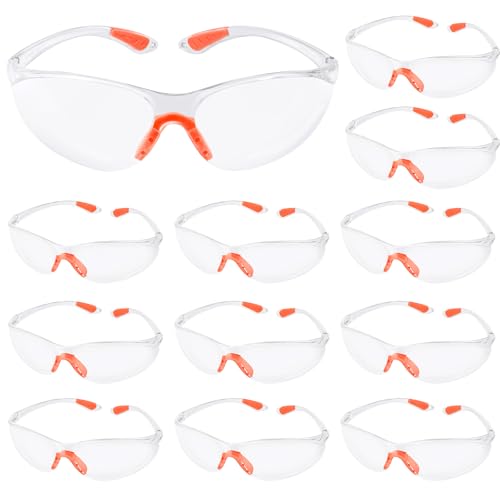 flintronic Safety Glasses, 12PCS Eye Protection Glasses, Protective Equipment Security Glasses, Anti Dust Scratch Clear Safety Lab Goggles for Work Construction Laboratory Chemistry