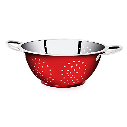 Escorredor para Massa Color Inox Gourmet Mix Vermelho 24Cm