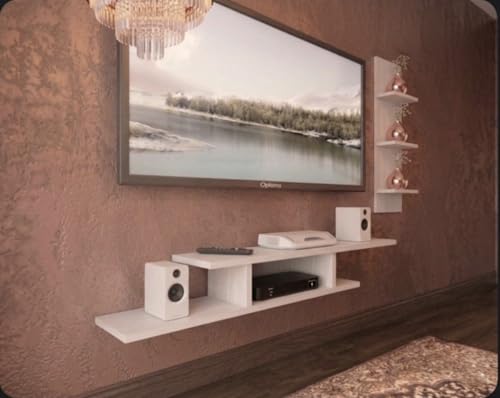Image of Bros Moon Engineered Wood 48 inches Base TV Stand with Storage Shelf and Foot Pad Entertainment Console for Set Top Box, Books & Decor, Wenge White Finish (Suits tv Upto 48 inches)