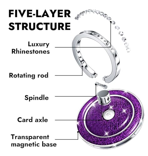 Magnetic Phone Ring for MagSafe,Phone Grip Kickstand,Finger Ring Holder Stand Compatible with iPhone 17 16 15 14 13 12 Pro Max Plus and Phone Case - Purple Glitter - image 4