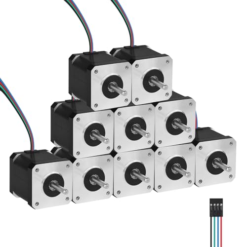 YEJMKJ 10Pack Nema 17 Stepper Motor 2 Phase 1.8‌°‌ 0.6Nm(84.97oz·in) High Torque Bipolar 47mm 1.6Ω 2.3A 4-Lead Shaft 24m